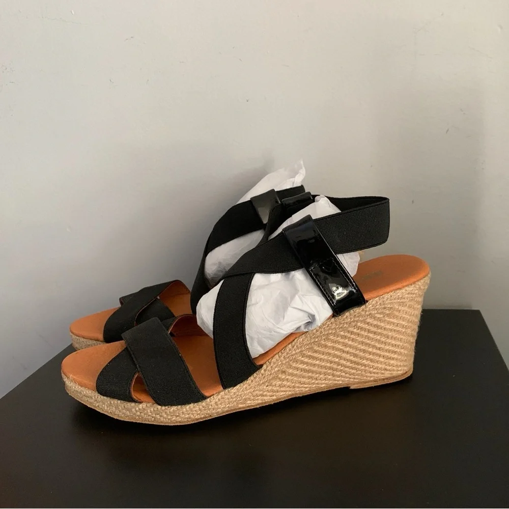 Sesto Meucci Espadrille Wedge Sandals with Elastic Straps NEW
